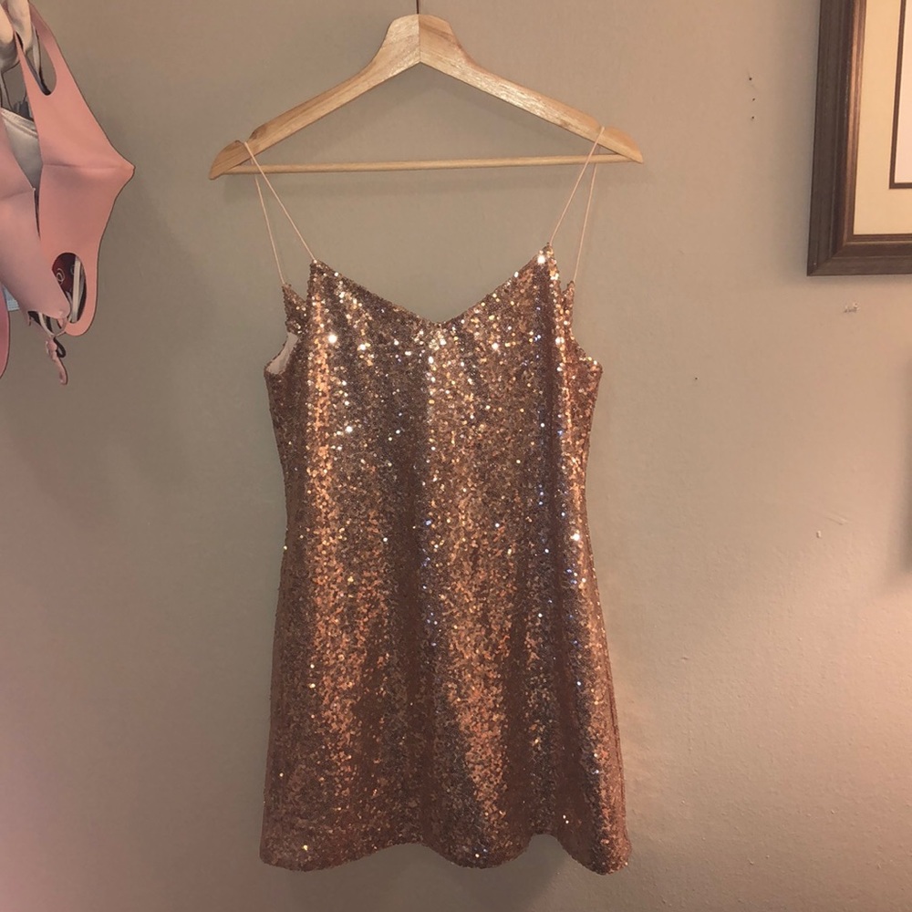 Gold sequined NBD dress